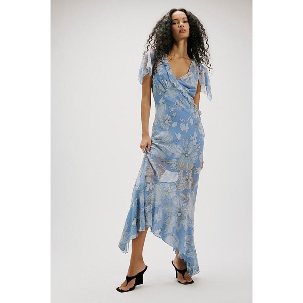 Free‎ People Moonlight Maxi Dress Blissful Blue Floral Size 8 NWT